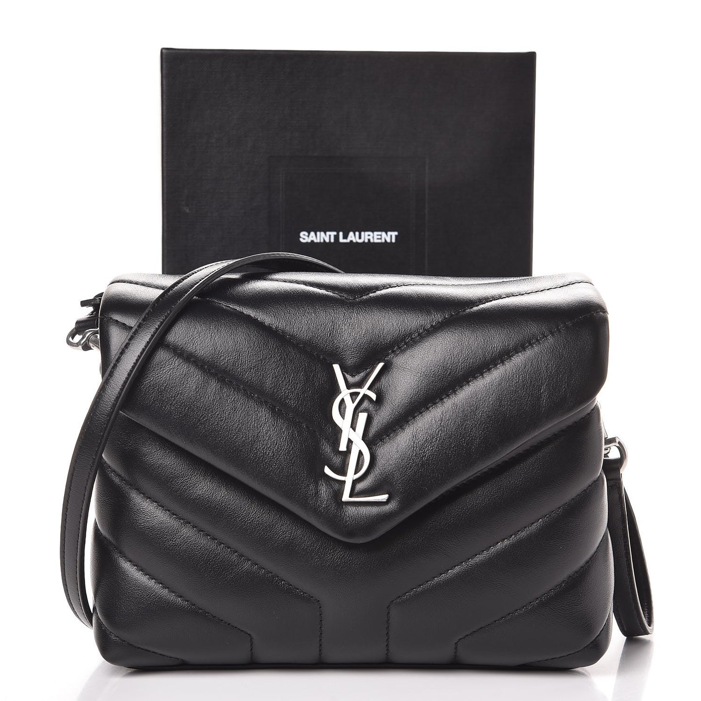 Calfskin Y Quilted Monogram Toy Loulou Crossbody Bag Black