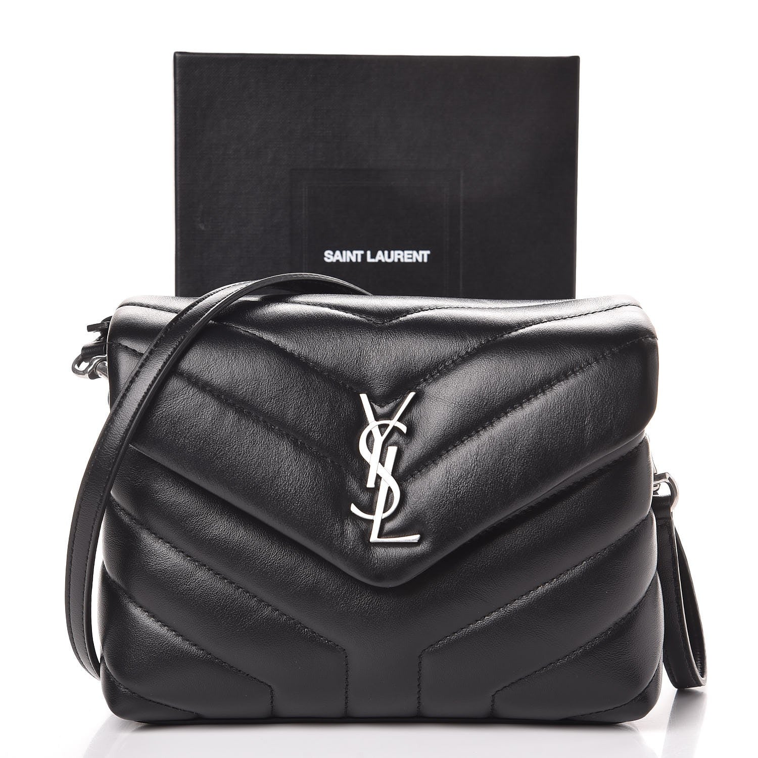 Saint Laurent Calfskin Y Quilted Monogram Toy Loulou Crossbody Bag Black 9 of 9