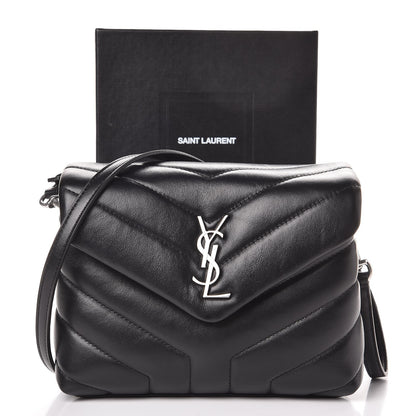 Saint Laurent Calfskin Y Quilted Monogram Toy Loulou Crossbody Bag Black 9 of 9