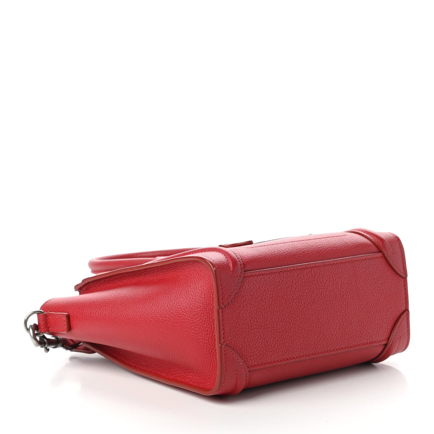 Celine Drummed Calfskin Nano Luggage Red 4 of 10