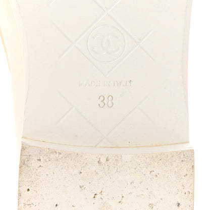 Chanel Shiny Lambskin Quilted CC Turnlock Loafers 38 White 6 of 10