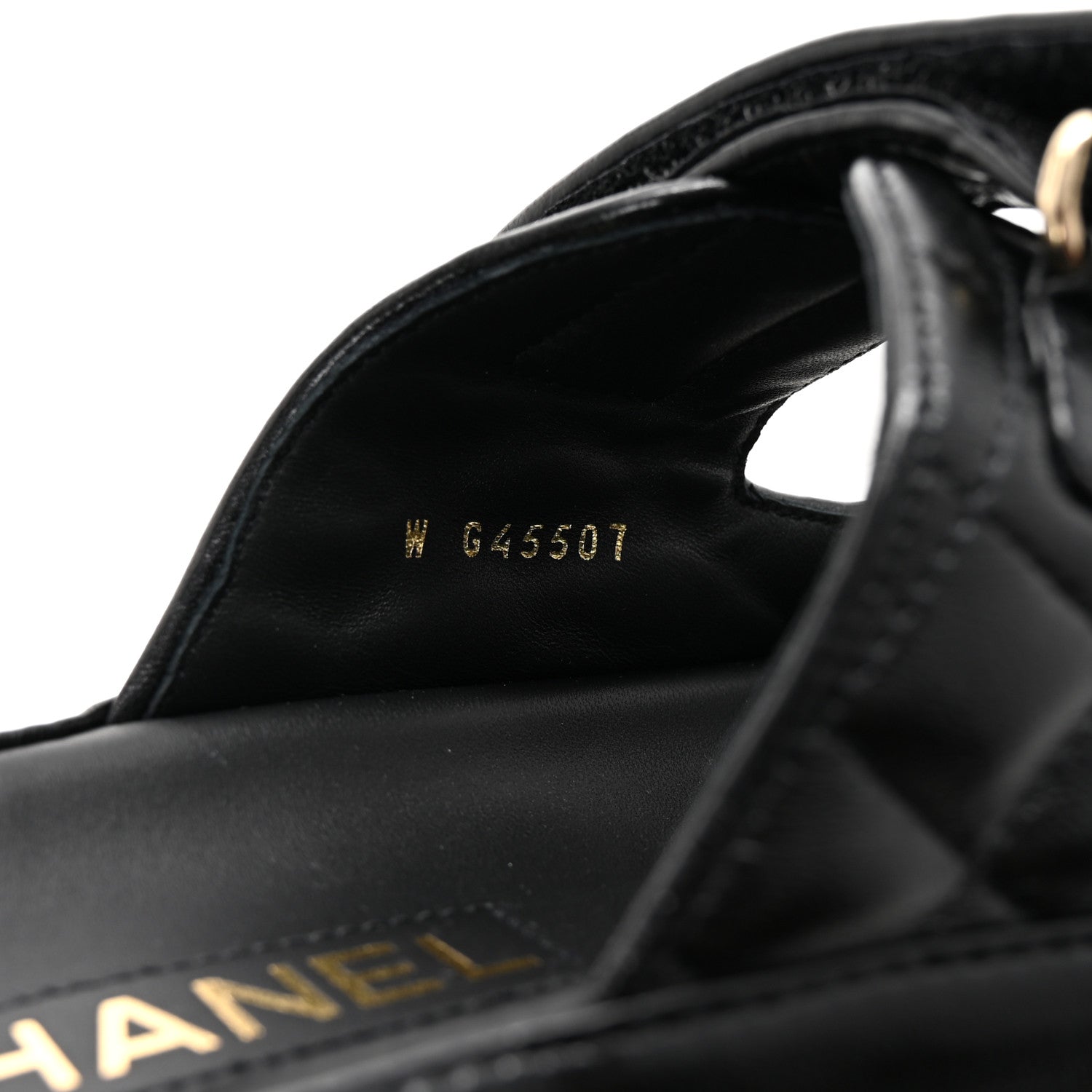 Chanel Lambskin Quilted Velcro Dad Chain CC Slide Sandals 38 Black 9 of 10