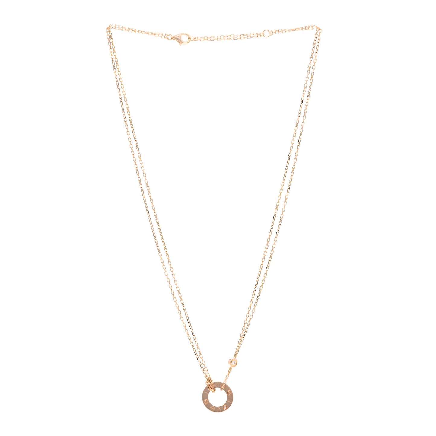 18K Pink Gold 2 Diamond LOVE Necklace