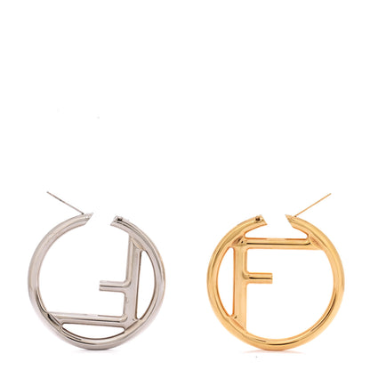 Fendi Metal FF Hoop Earrings Gold Silver 3 of 4