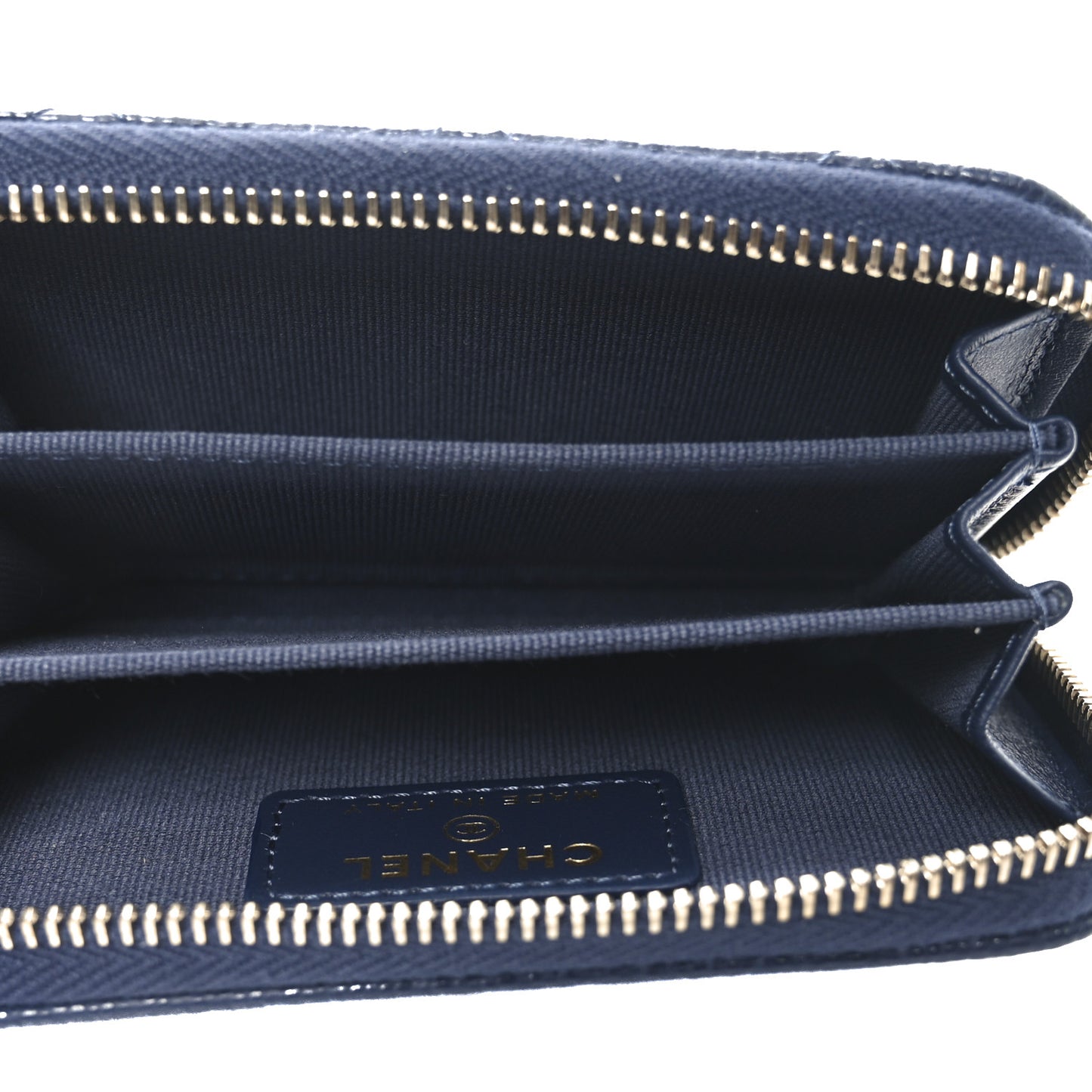 Caviar Quilted Zip Coin Purse Dark Blue