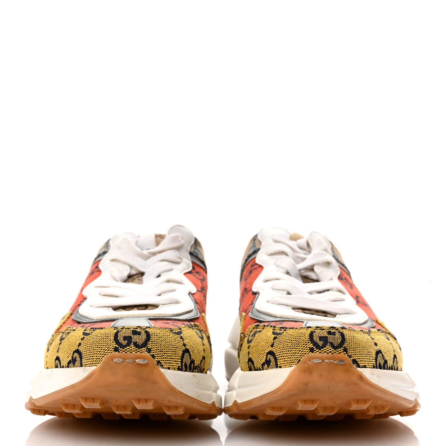 Gucci Monogram Multicolor Demetra Womens Rhyton Sneakers 37 Yellow Blue Great White Tabasco 3 of 11
