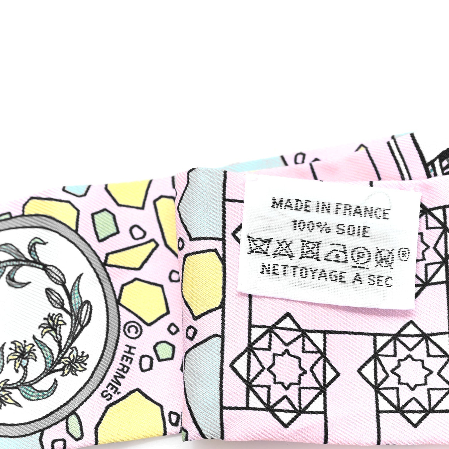 Hermes Silk La Danse Des Amazones Twilly Rose Pale Bleu Jaune 3 of 3