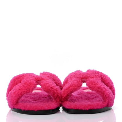 Hermes Woolskin Oran Sandals 35 Rose Fuchsia 2 of 7