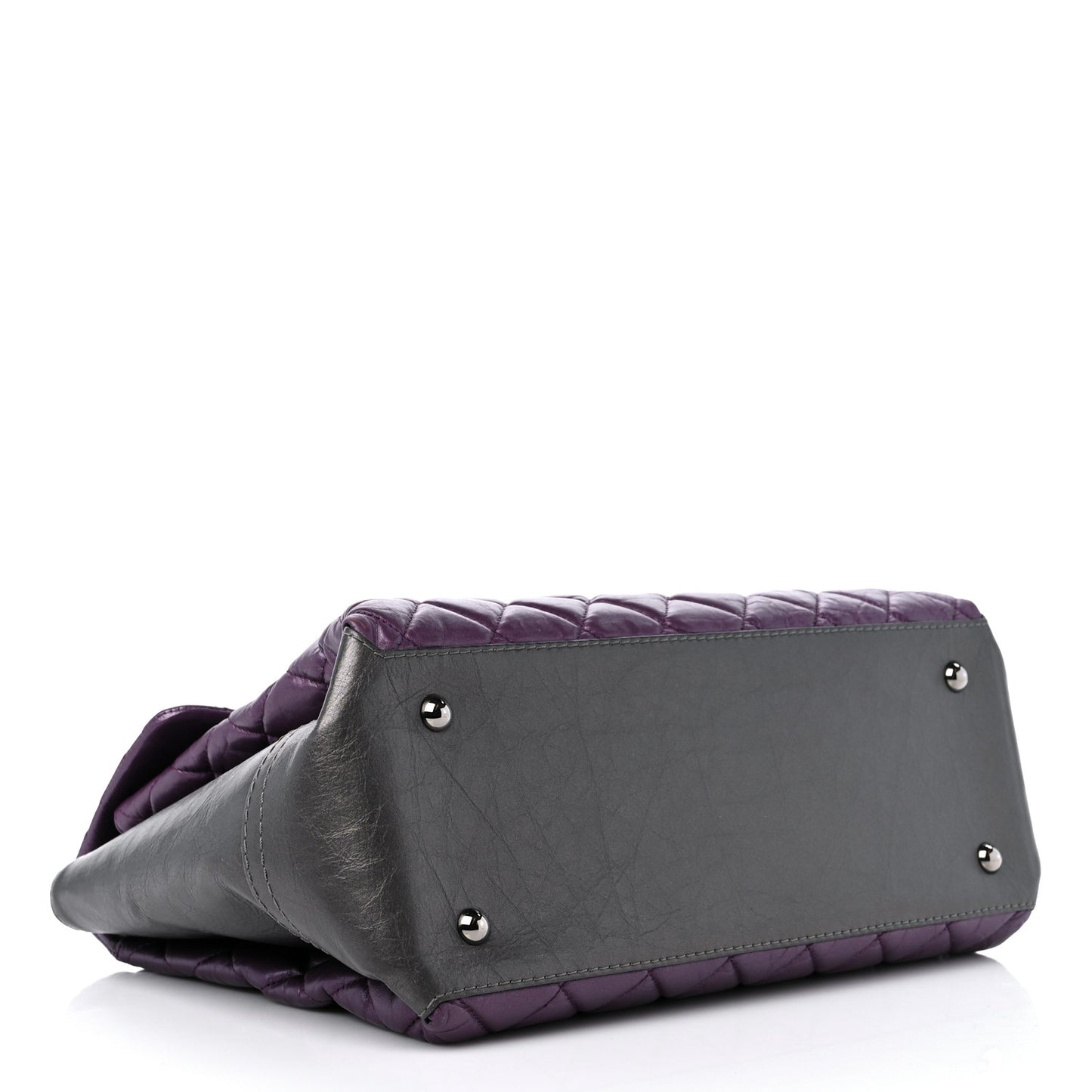 Metallic Calfskin Medium Lady Pearly Flap Dark Purple