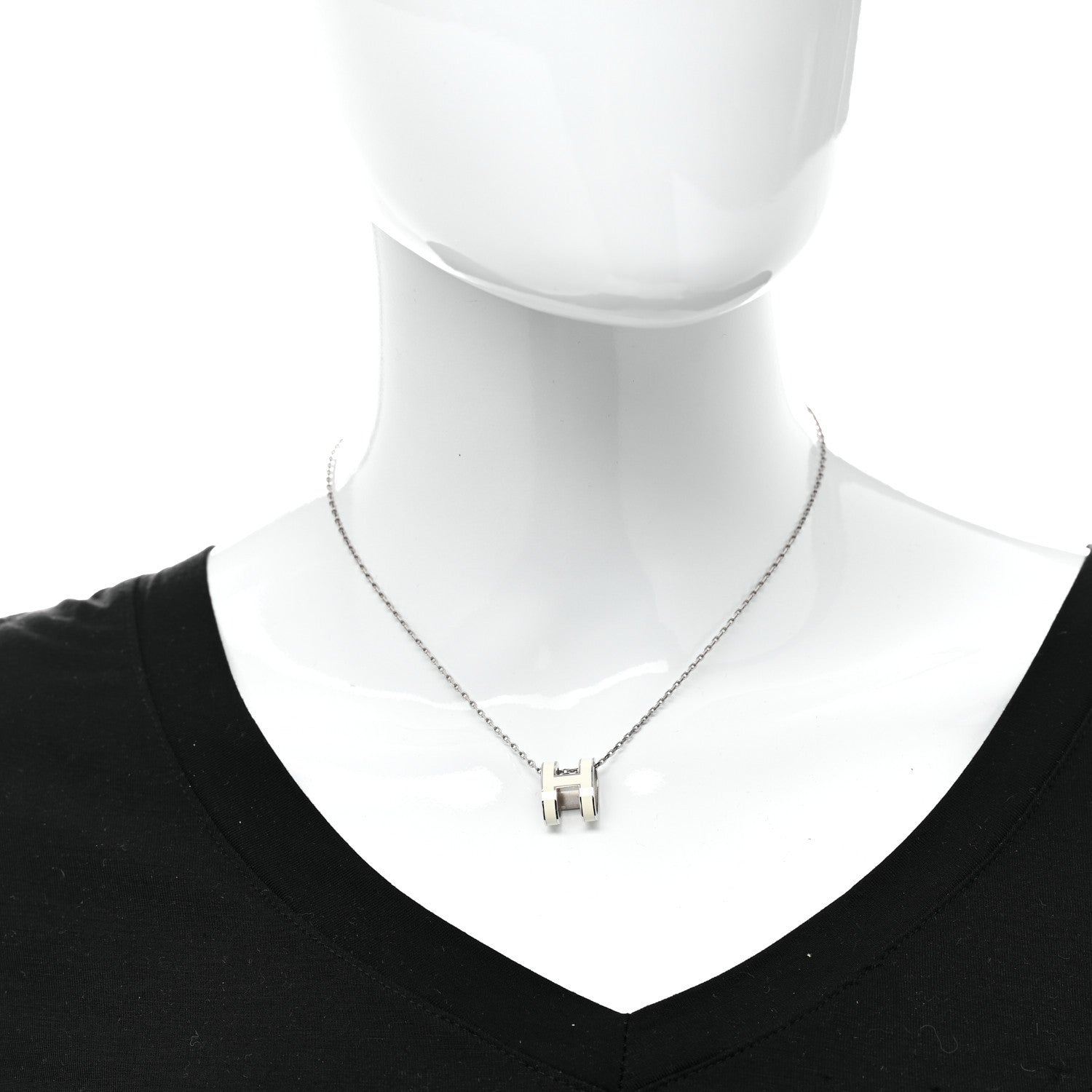 Hermes Palladium Pop H Pendant Necklace White 2 of 7
