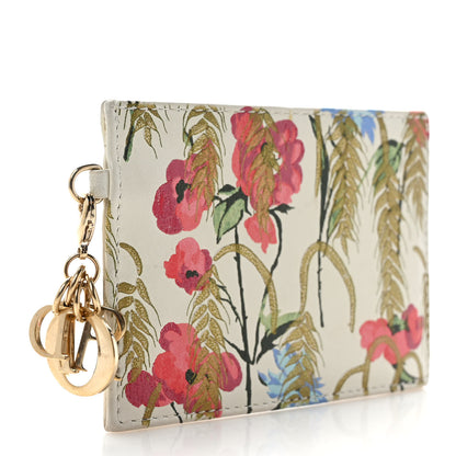 Christian Dior Calfskin Hibiscus Printed Card Holder Beige Multicolor 3 of 8