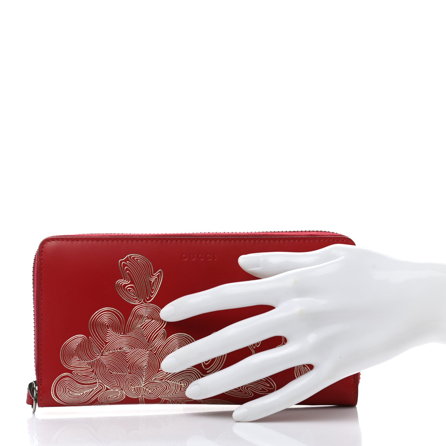 Gucci Calfskin Chinese New Year Zip Around Wallet Red 2 of 9