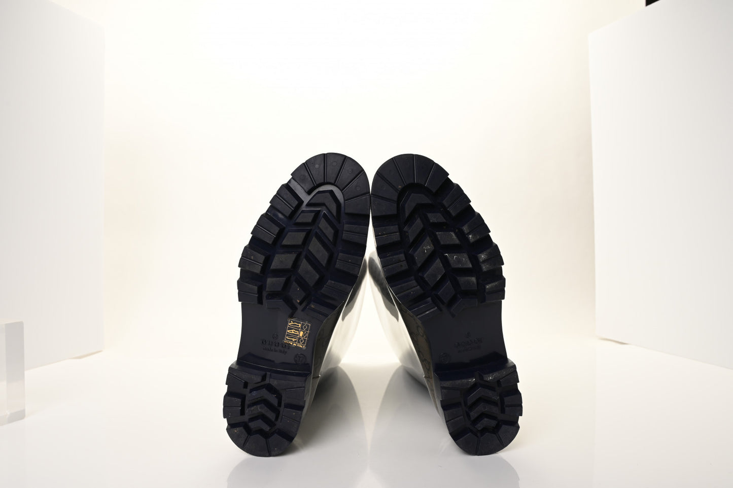 Rubber Monogram Rain Boots 37 Transparent Blue