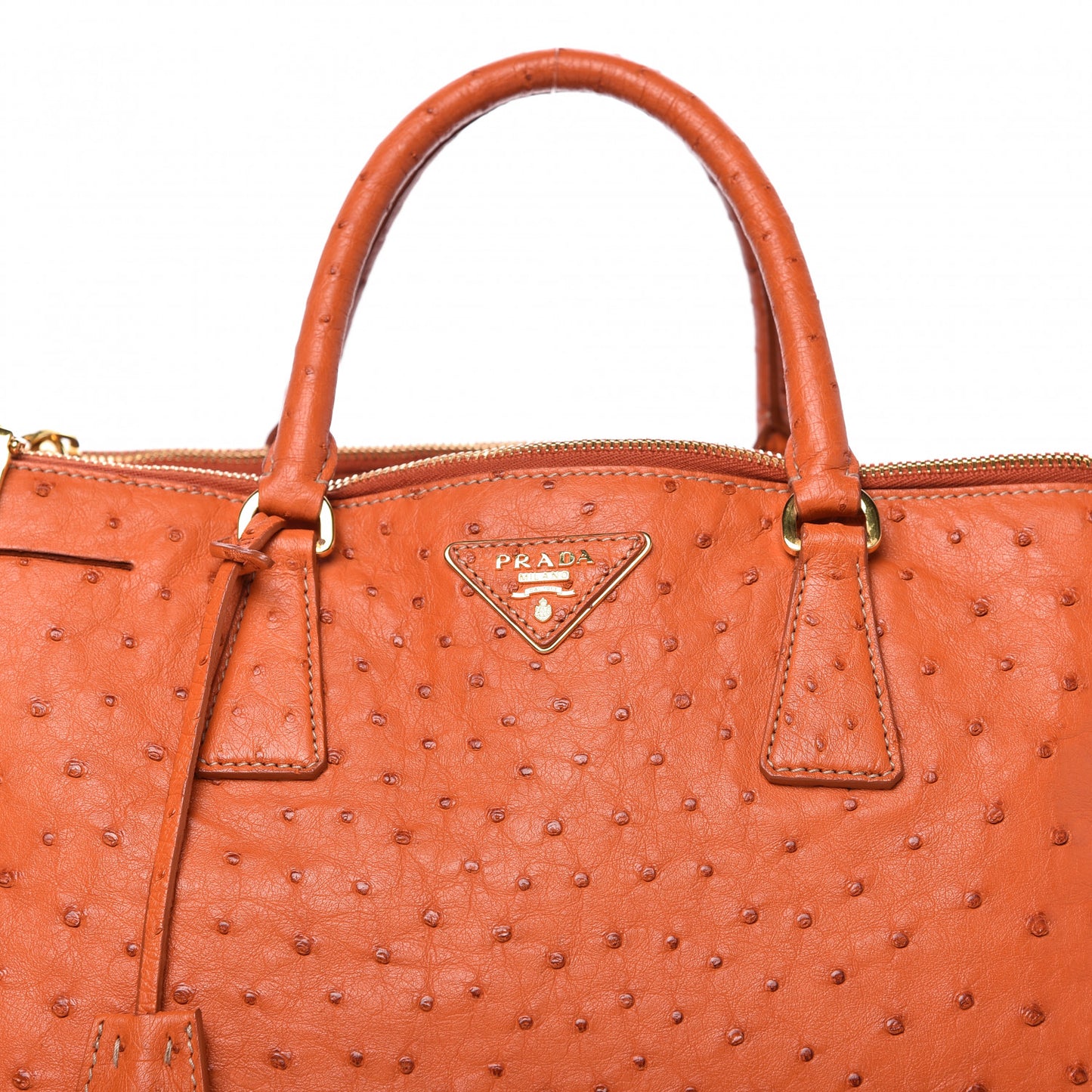 Ostrich Double Zip Tote Papaya