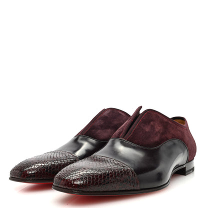 Christian Louboutin Mens Suede Snakeskin Alpha Male Flat Loafers 44 Candle 2 of 8