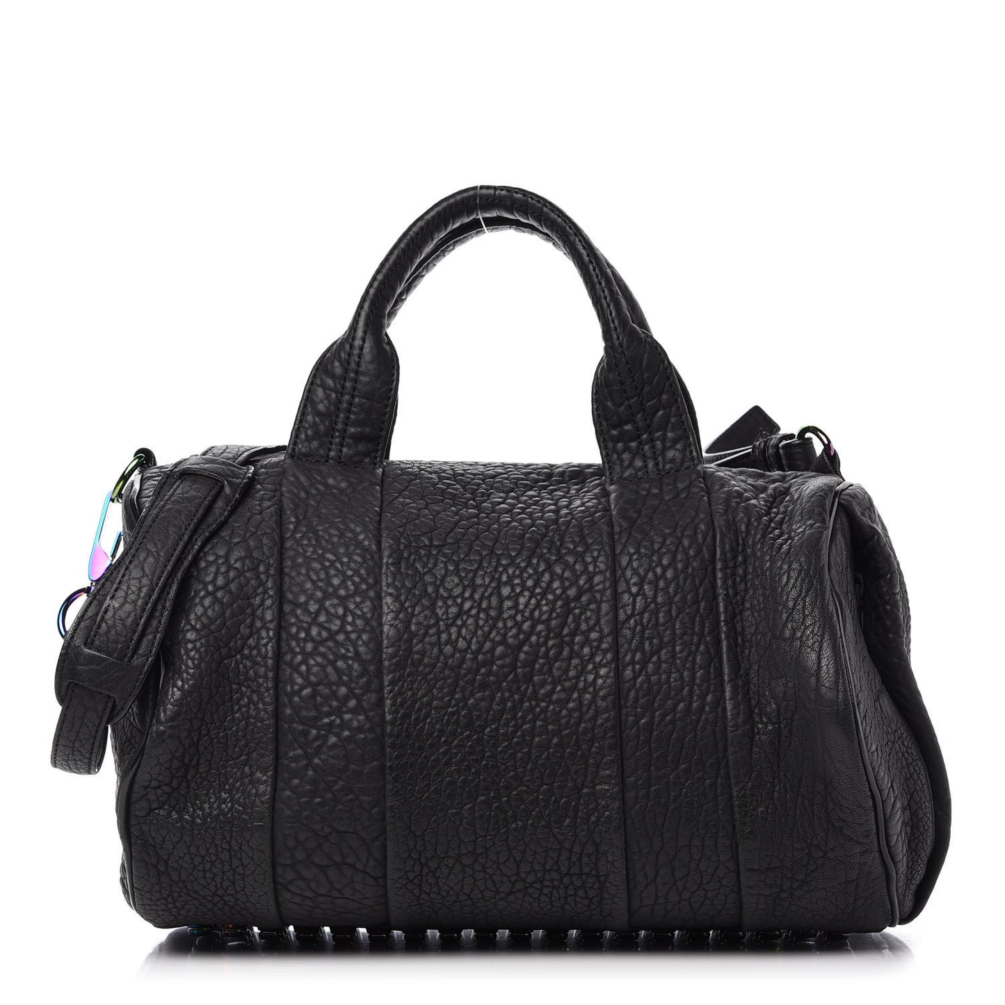 Pebbled Lambskin Rocco Matte Black Iridescent Hardware