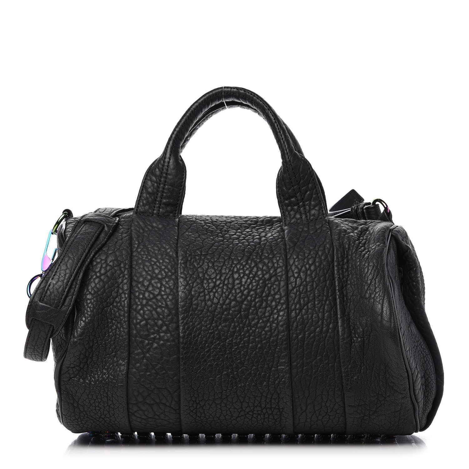 Alexander Wang Pebbled Lambskin Rocco Matte Black Iridescent Hardware 1 of 8