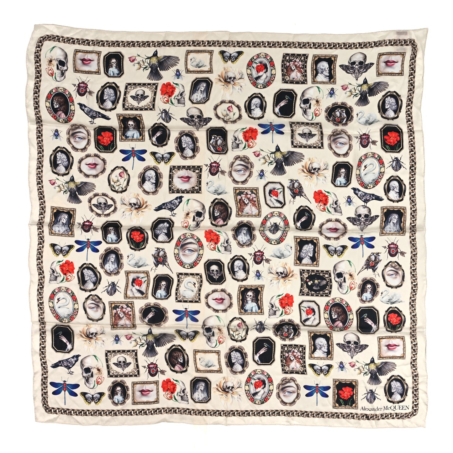 Silk Cameo and Curiosity Scarf Ivory
