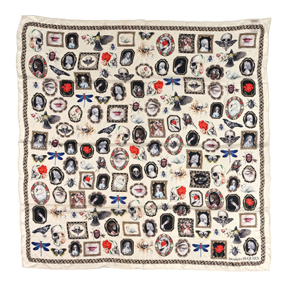 Alexander McQueen Silk Cameo and Curiosity Scarf Ivory 1 of 4