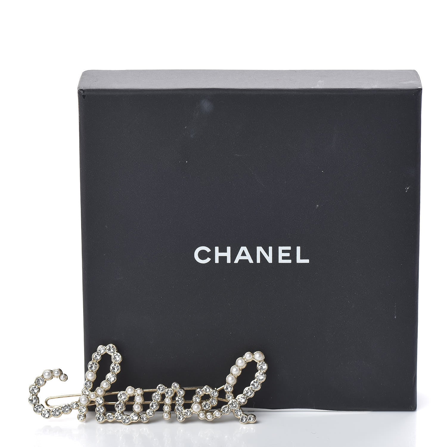 Chanel Metal Glass Swirling Pearls Hair Clip Gold 4 of 4
