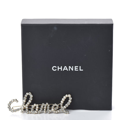 Chanel Metal Glass Swirling Pearls Hair Clip Gold 4 of 4
