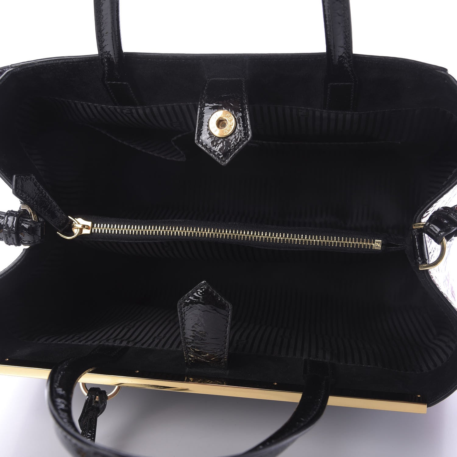 Fendi Patent Regular 2Jours Tote Black Red Milk 6 of 10
