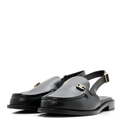 Chanel Calfskin Crystal CC Slingback Flats 39 Black 4 of 11