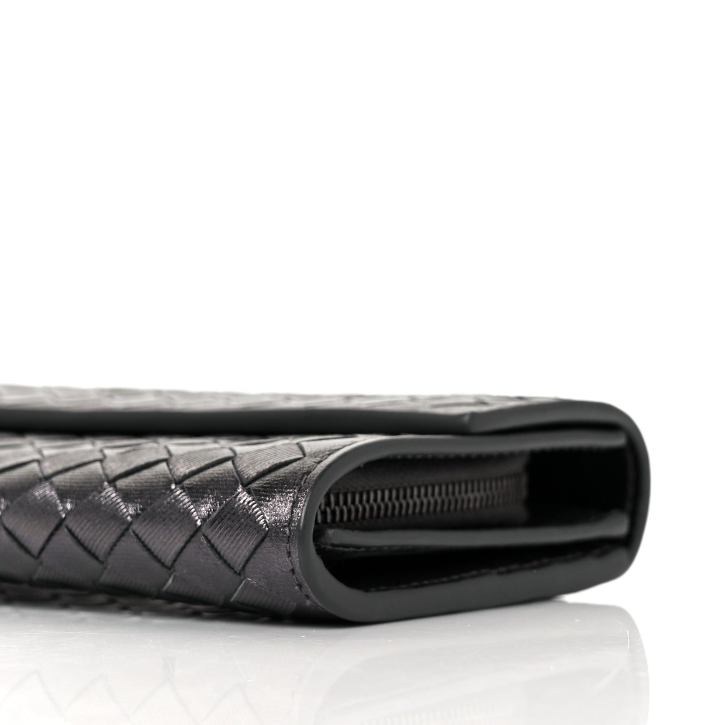 Metallic Grosgrain Intrecciato Continental Flap Wallet Argento Ossidato