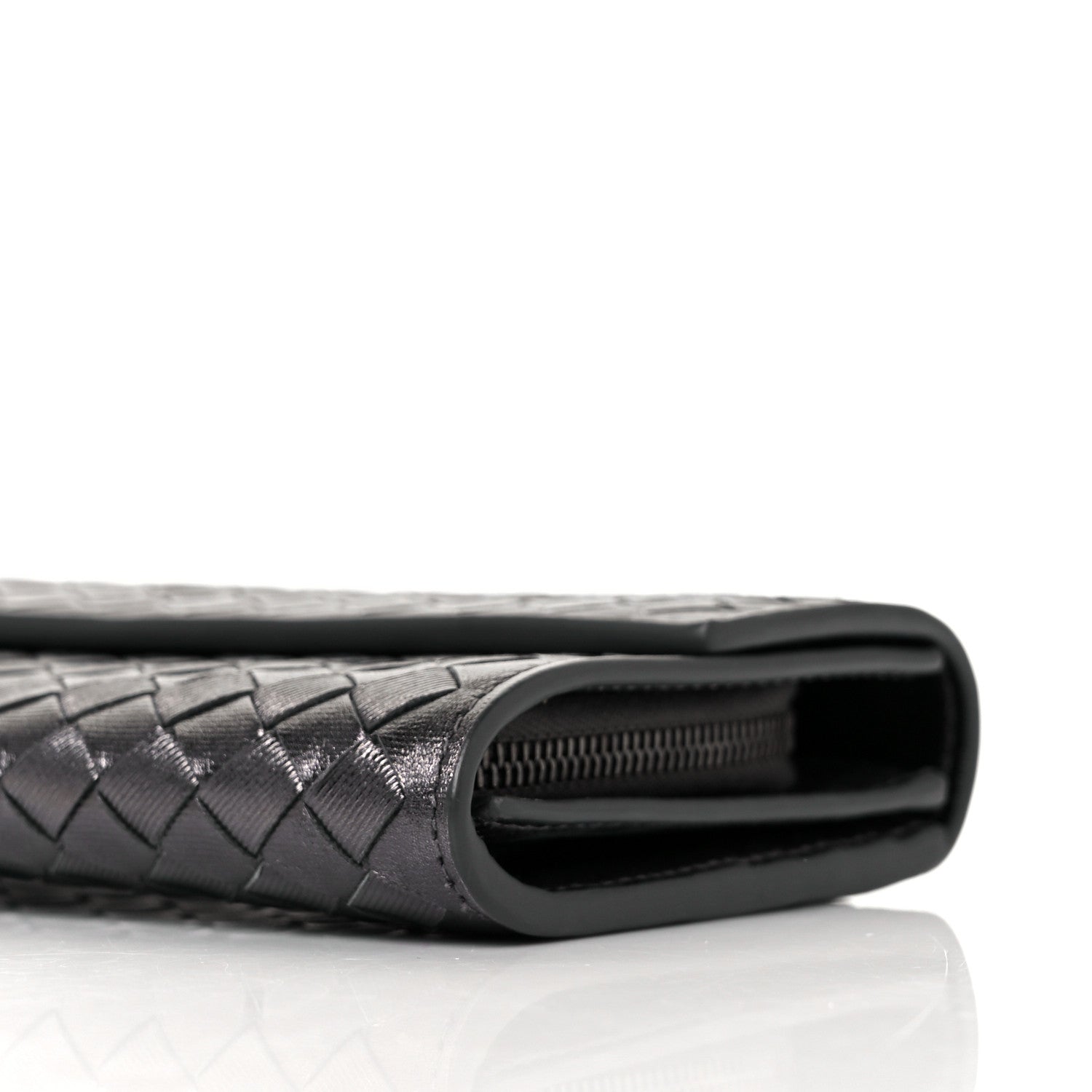 Bottega Veneta Metallic Grosgrain Intrecciato Continental Flap Wallet Argento Ossidato 9 of 9
