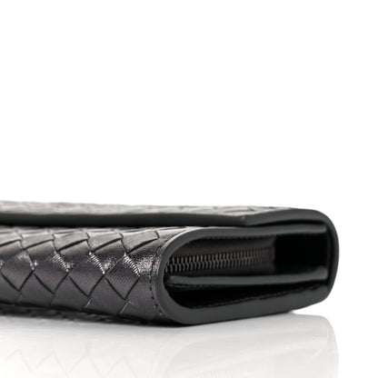 Bottega Veneta Metallic Grosgrain Intrecciato Continental Flap Wallet Argento Ossidato 9 of 9
