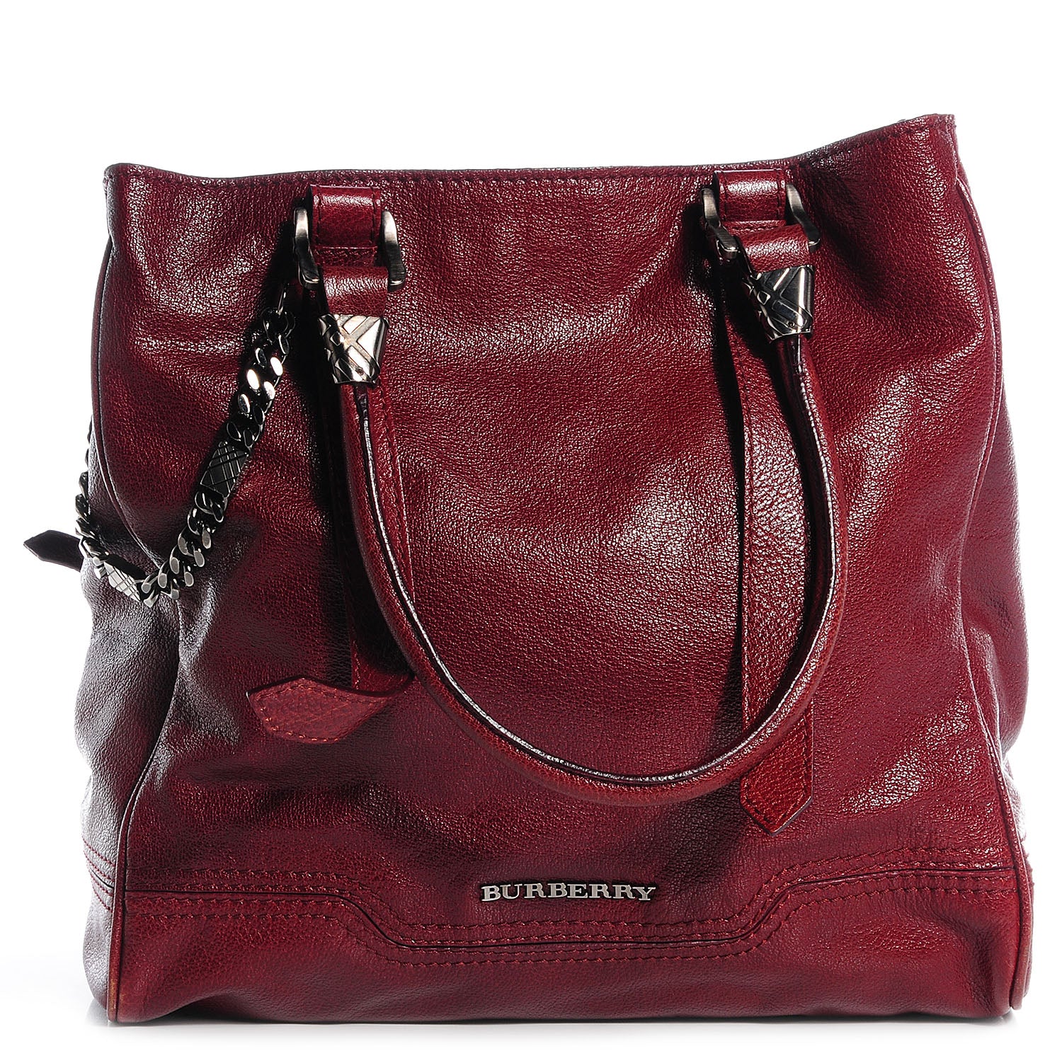 Burberry Grainy Calfskin Chain Tote Red 1 of 10