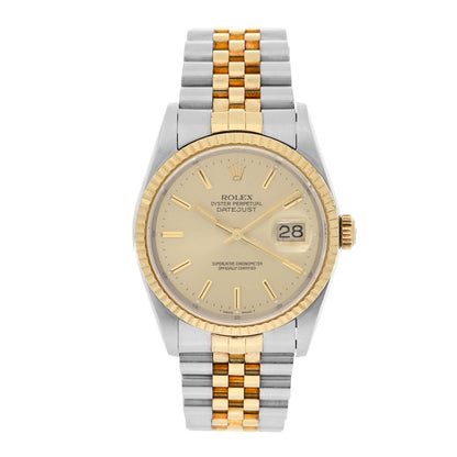 Rolex Stainless Steel 18K Yellow Gold 36mm Oyster Perpetual Datejust Watch Champagne 16233 1 of 4