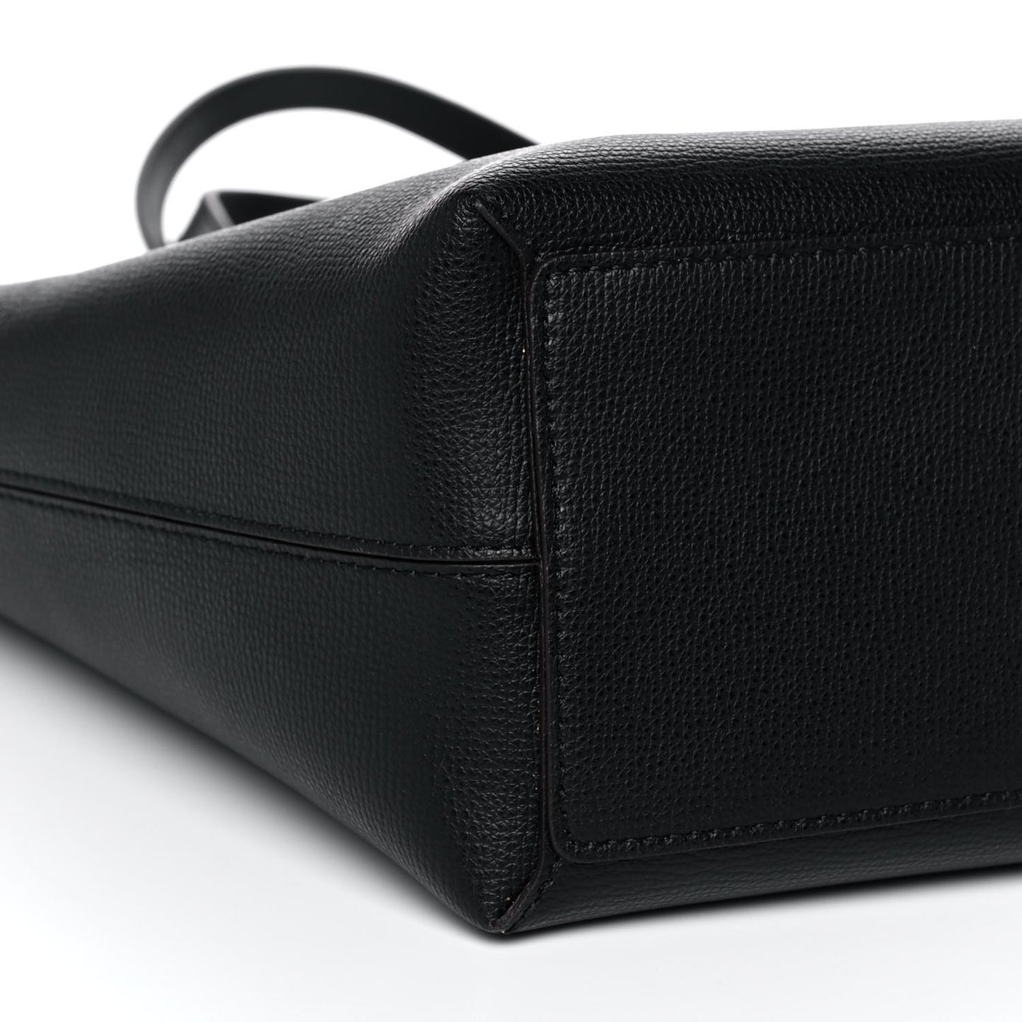 Grainy Calfskin Haymarket Check Medium Reversible Tote Black