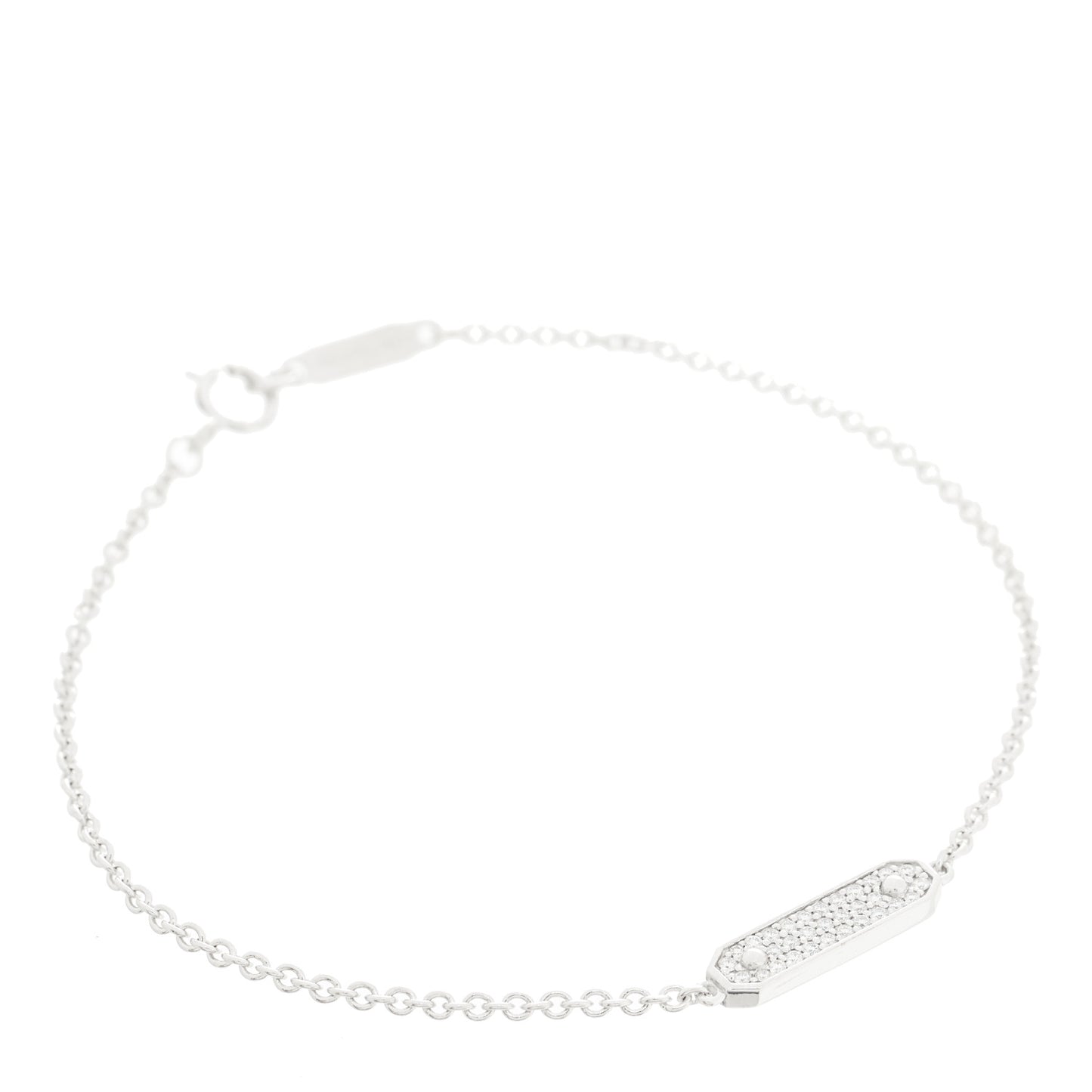 18K White Gold Diamond Tag Chain Bracelet