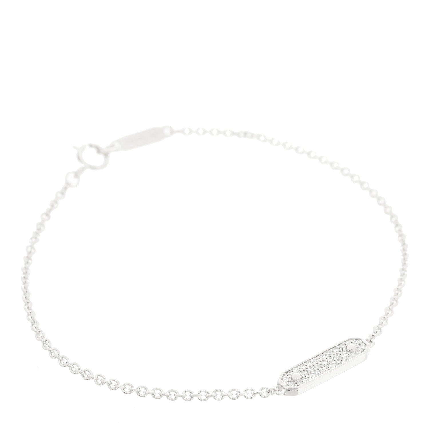 Tiffany 18K White Gold Diamond Tag Chain Bracelet 1 of 5