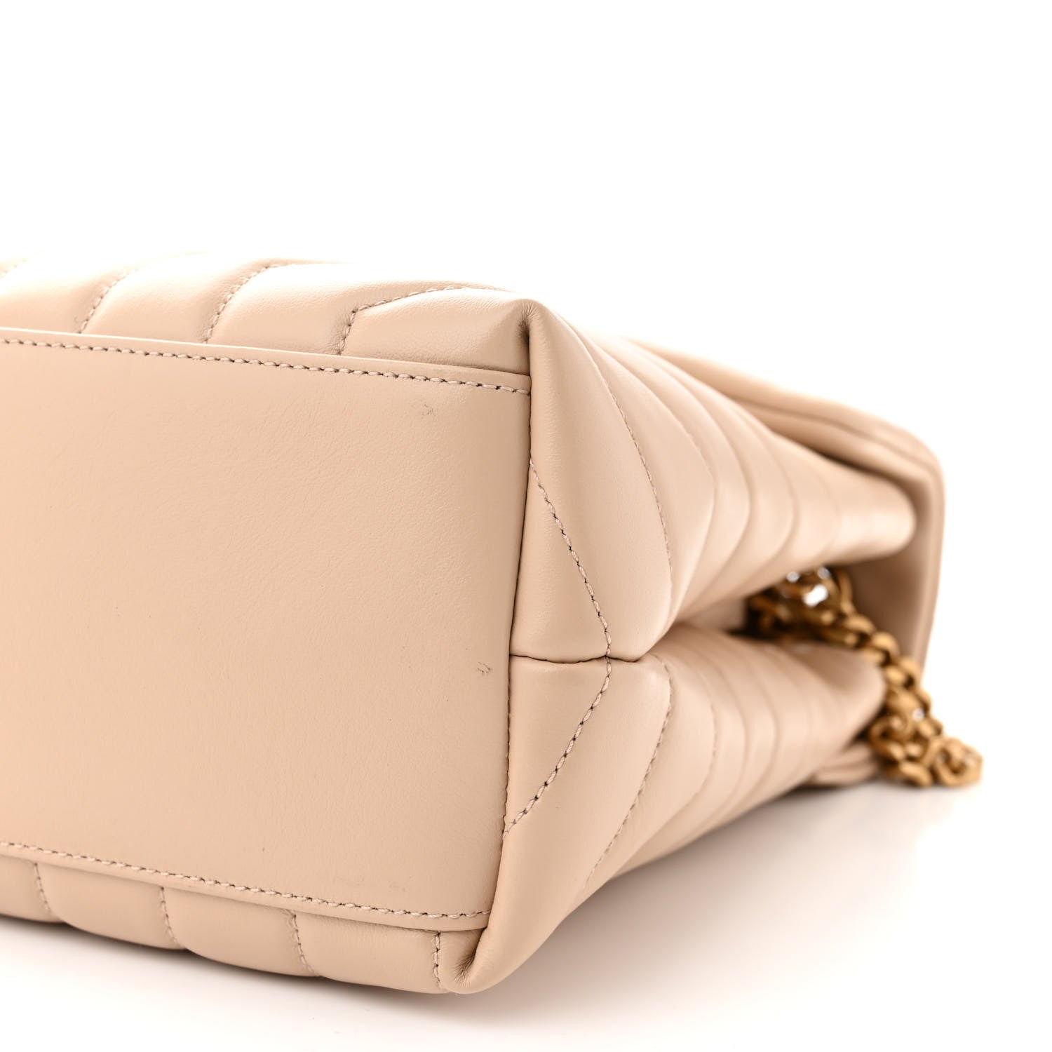 Saint Laurent Calfskin Y Quilted Monogram Medium Loulou Chain Satchel Dark Beige 10 of 10