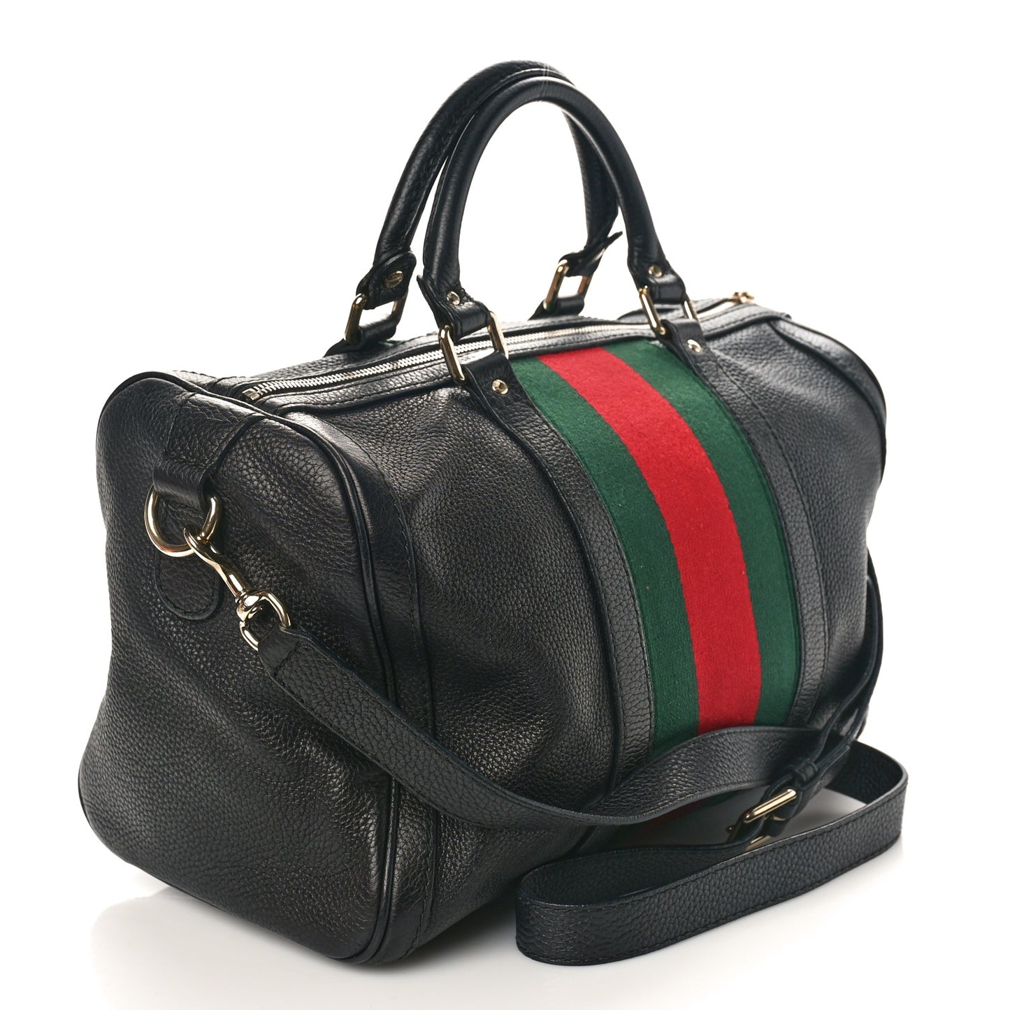 Calfskin Vintage Web Medium Boston Black