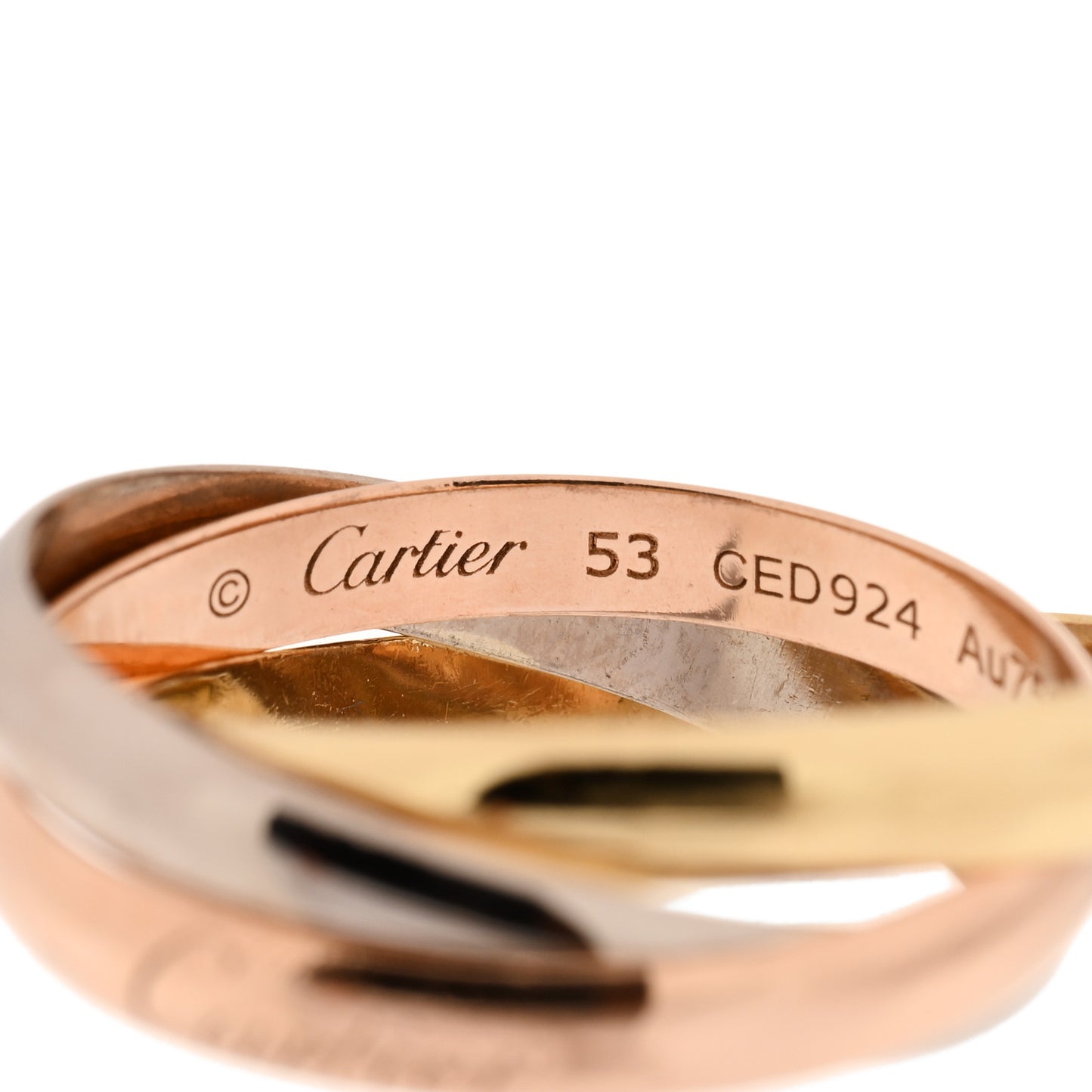 18K Pink Yellow White Gold Small Trinity Ring 53 6.25