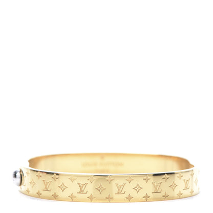 Louis Vuitton Brass Monogram Nanogram Cuff M Gold 1 of 7