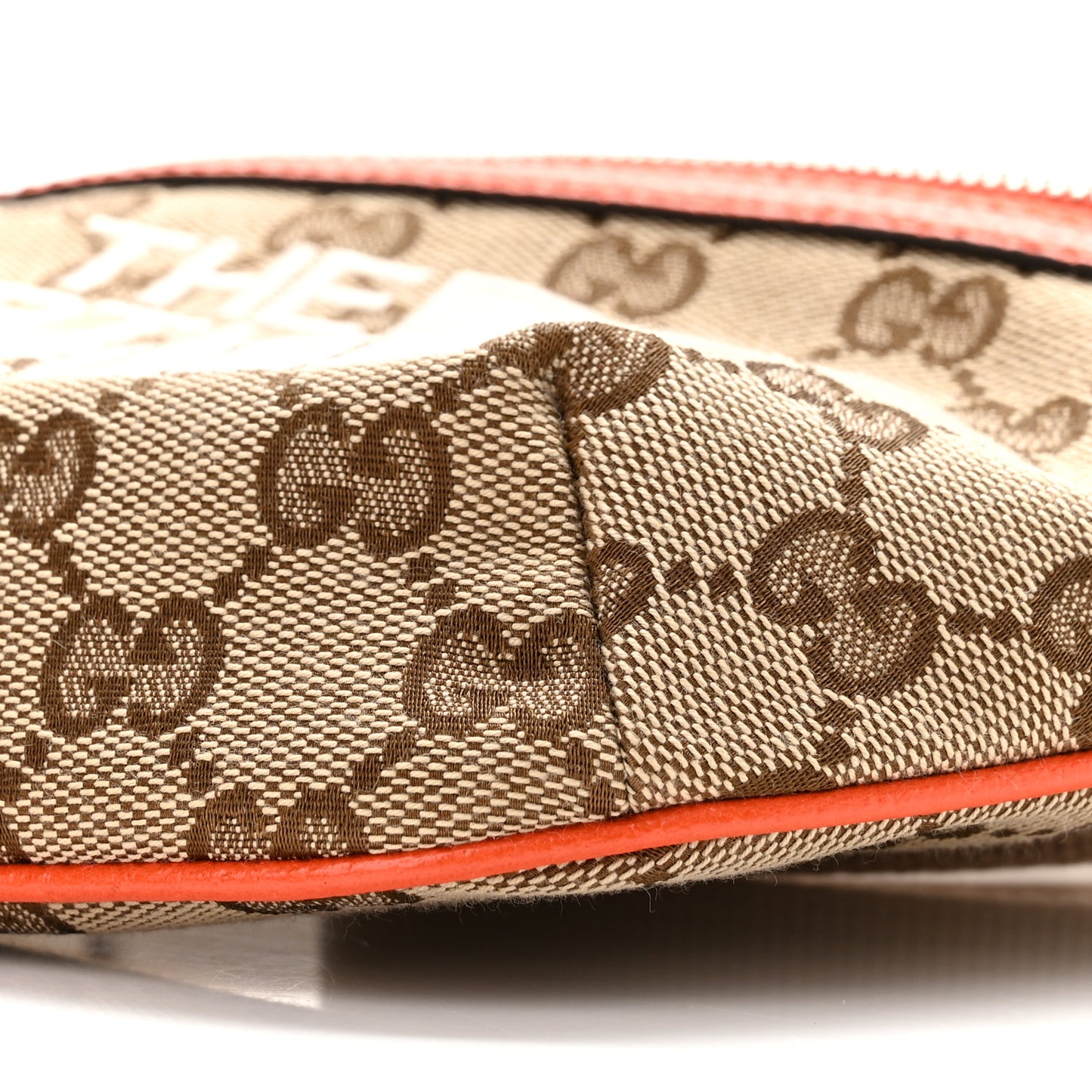 X THE NORTH FACE Monogram Textured Dollar Calfskin Embroidered Belt Bag Beige Ebony Mystic White Deep Orange