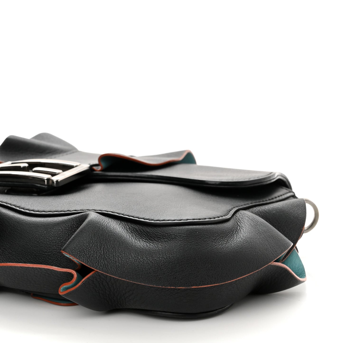 Calfskin Waves Baguette Black Turchese
