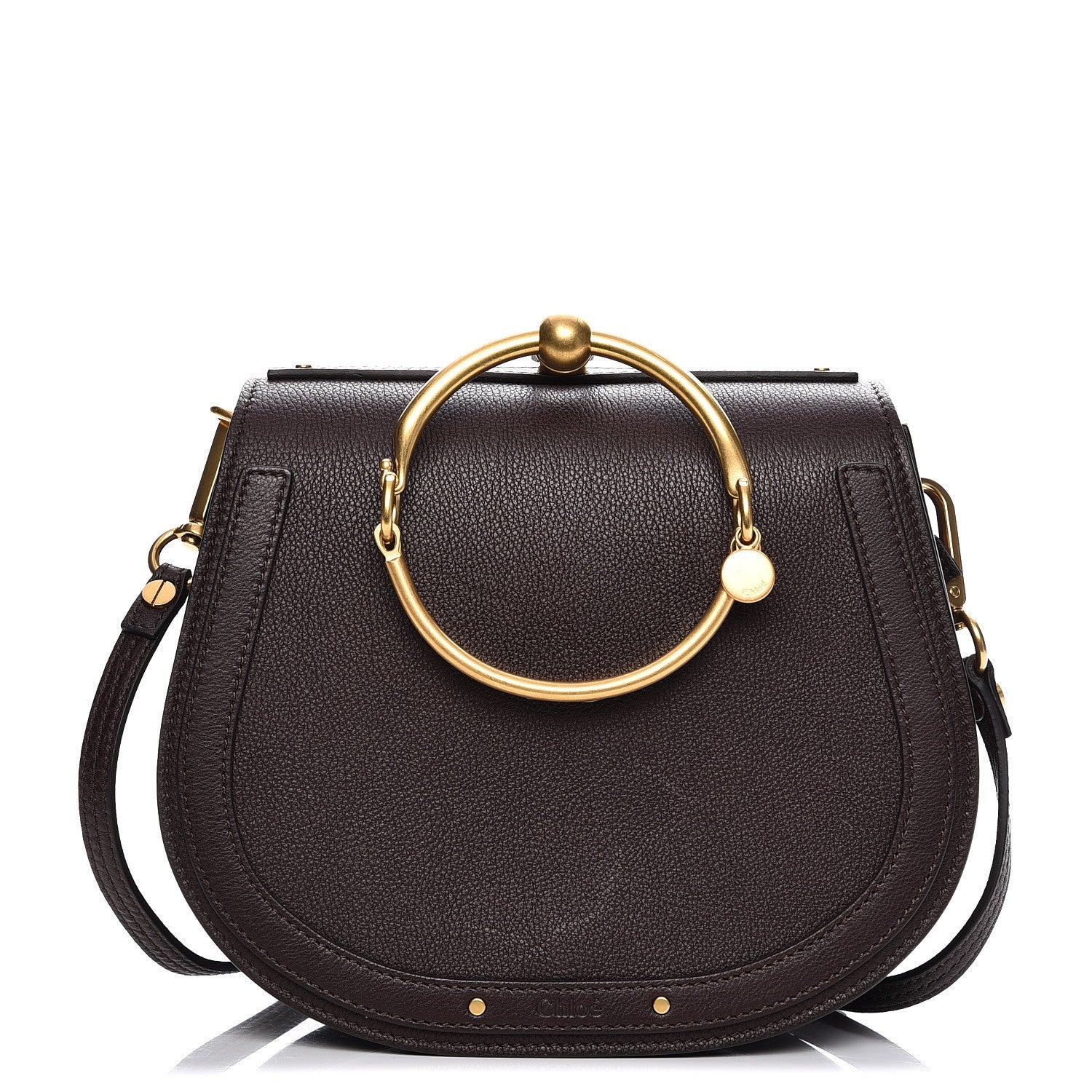 Chloe Calfskin Suede Medium Nile Bracelet Bag Carbon Brown 1 of 9
