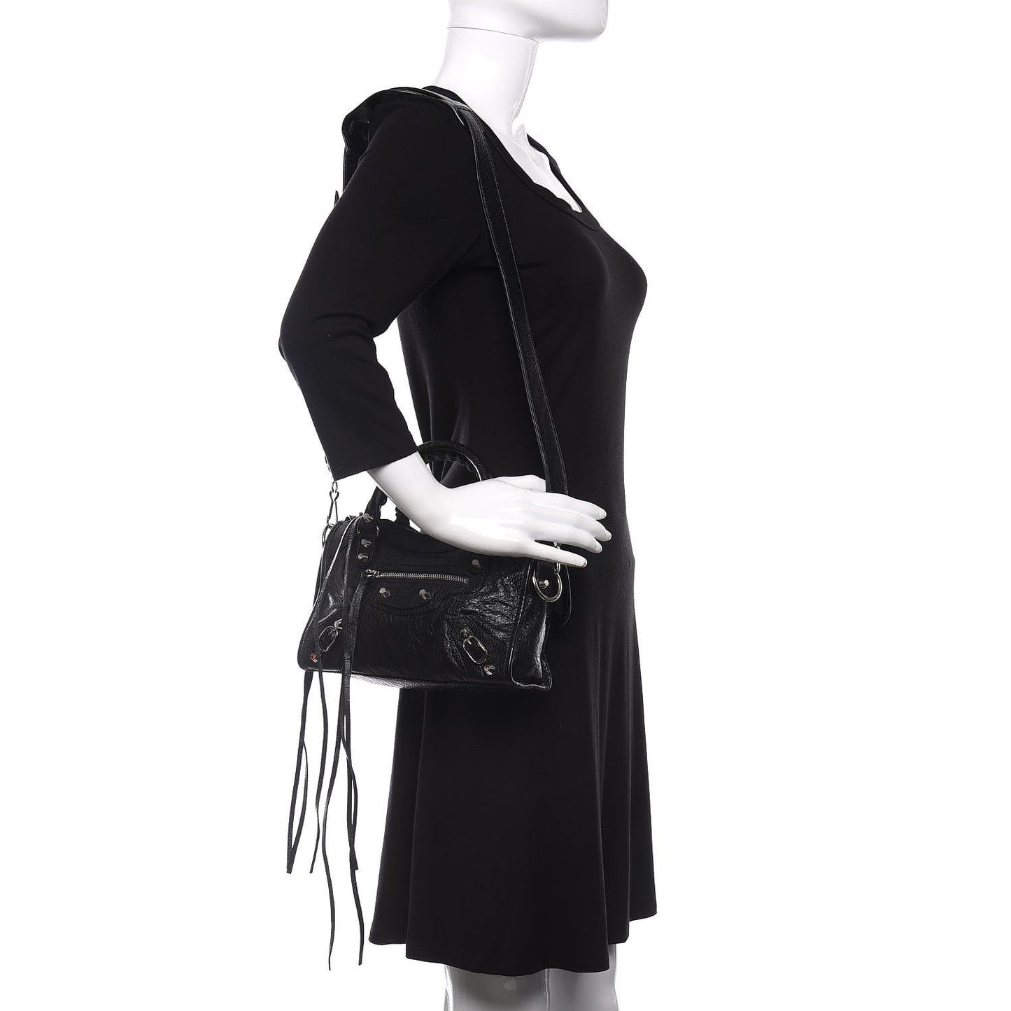 Agneau Classic Silver Hardware Mini City Black