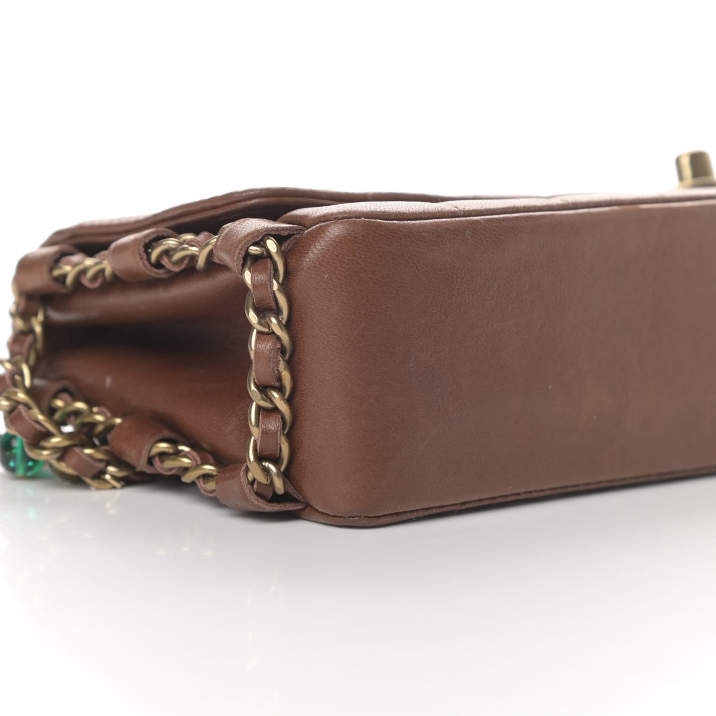Lambskin East West Chocolate Bar Flap Brown