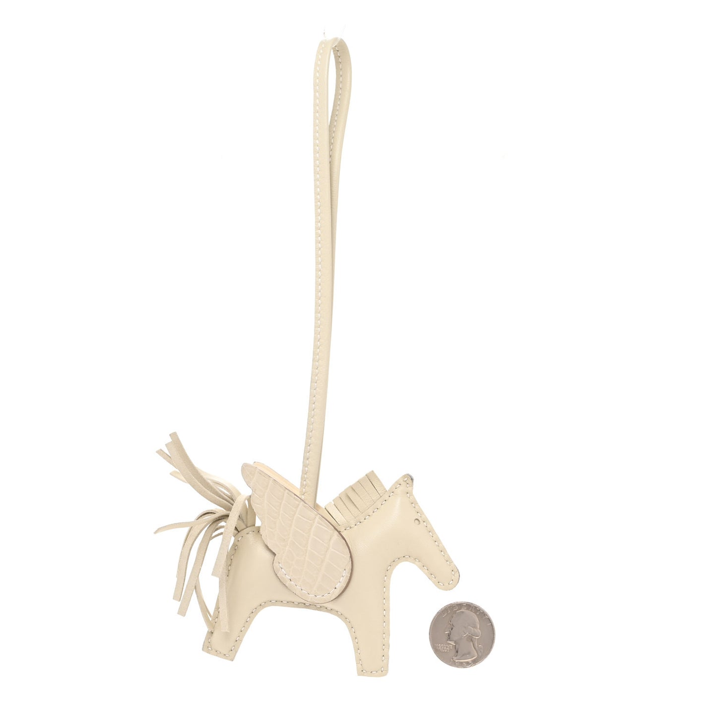 Milo Lambskin Matte Alligator Touch Grigri Rodeo Pegase Horse Bag Charm PM Craie Nata Beton