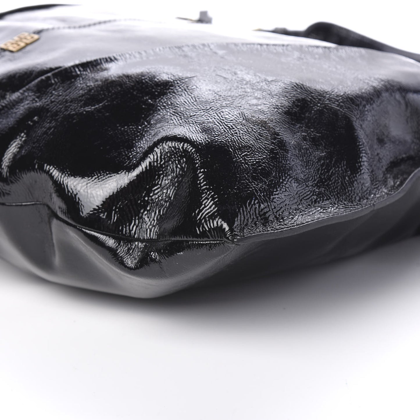 Crinkled Patent Hobo Black