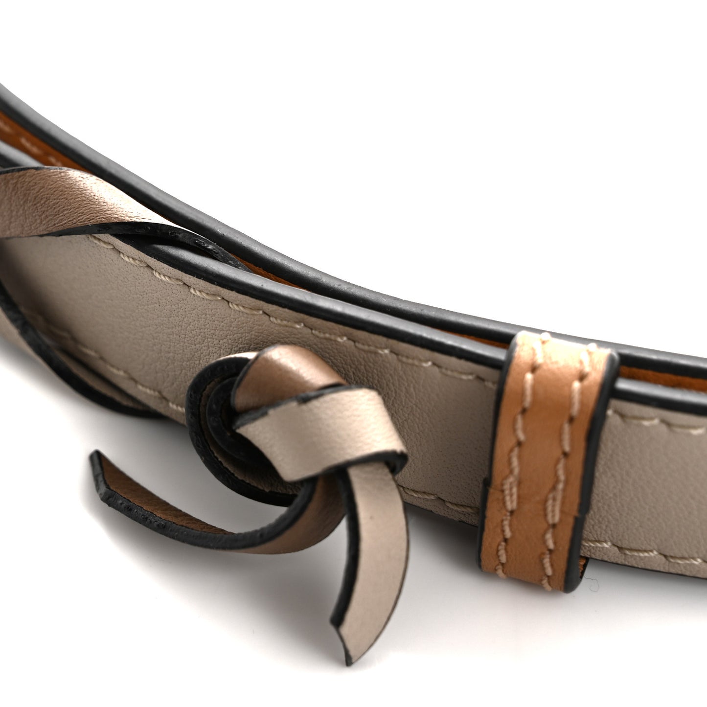 Calfskin Braided Loop Strap Light Caramel Sand Multicolor