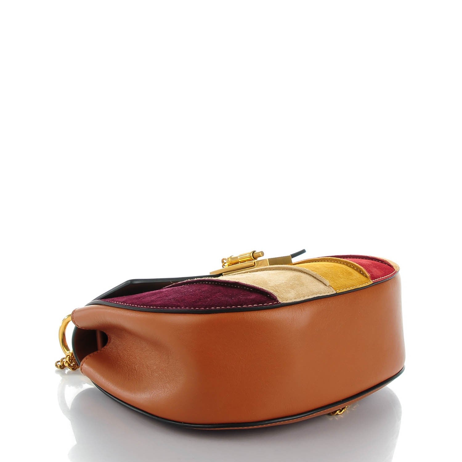 Chloe Suede Calfskin Patchwork Medium Drew Shoulder Bag Caramel 4 of 7