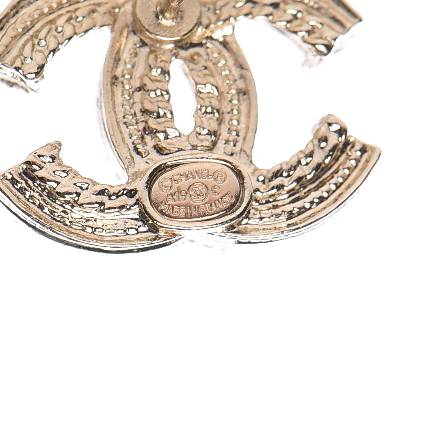Chanel Pearl CC Earrings Light Gold 4 of 5
