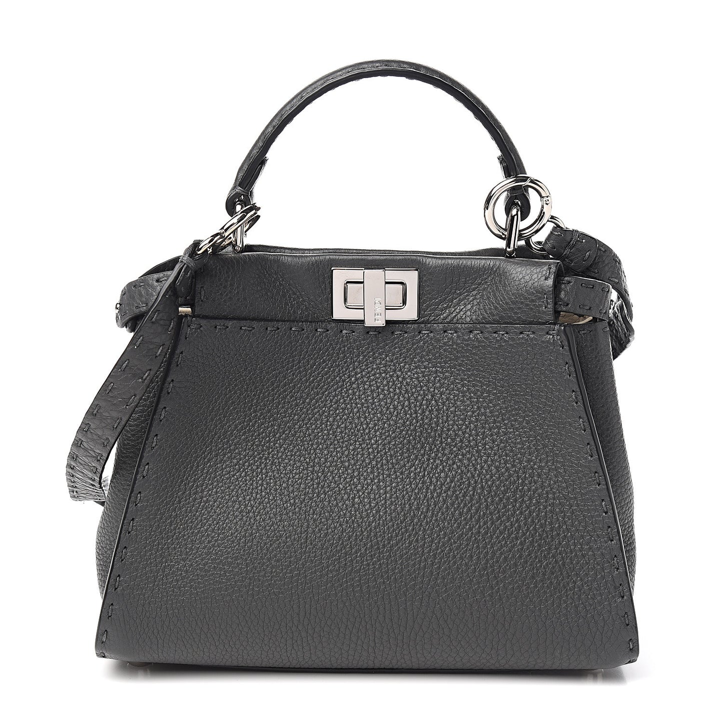 Cuoio Romano Selleria Bi-Color Mini Peekaboo Iconic Satchel Asfalto Latte